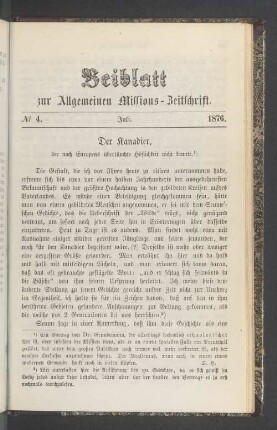 Beiblatt N° 4. Juli. 1876