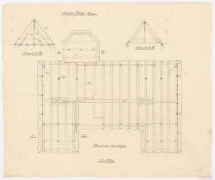Landhaus Dr. Ruge, Nardevitz: Dachbalkenlage 1:50 und Schnitte