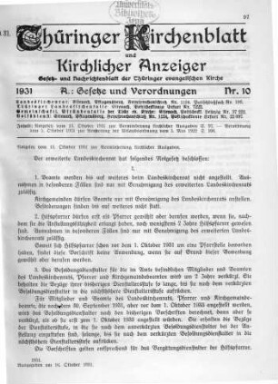 Nr. 10 : 16. Oktober 1931