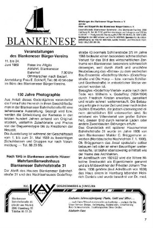Nach 1945 in Blankenese zerstörte Häuser : Mehrfamilienwohnhaus Blankeneser Bahnhofstraße 31