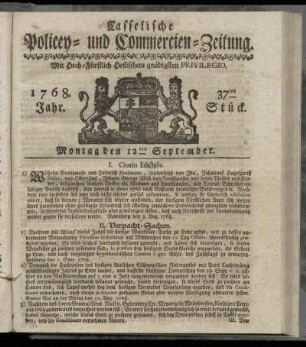 37tes Stueck, Montag den 12ten September. 1768