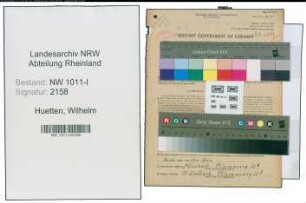 Entnazifizierung Wilhelm Huetten , geb. 23.07.1895 (Hausweber)
