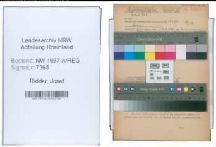 Entnazifizierung Josef Ridder , geb. 30.07.1897 (Lehrer)