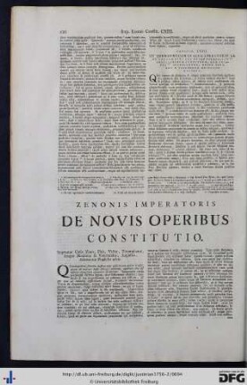 Zenonis Imperatoris De Novis Operibus Constitutio.