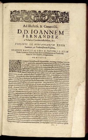 Ad Illustriss. & Generosis. D. D. Iohannem Fernandez a Velasco [...]