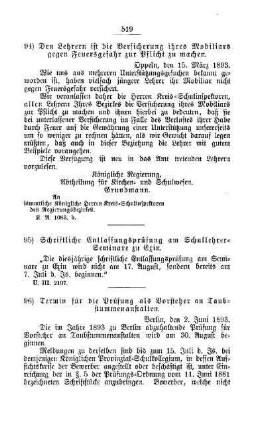 Schriftliche Entlassungsprüfung am Schullehrer-Seminar zu Exin : [E. Schullehrer- und Lehrerinnen-Seminare etc., Bildung der Lehrer und deren persönliche Verhältnisse]