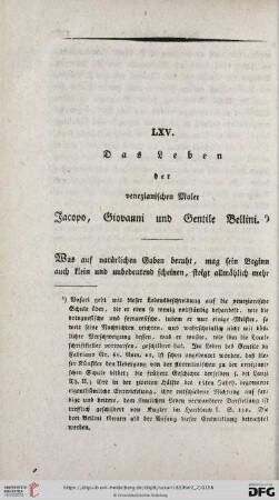 LXV. Das Leben der venezianischen Maler Jacopo, Giovanni und Gentile Bellini