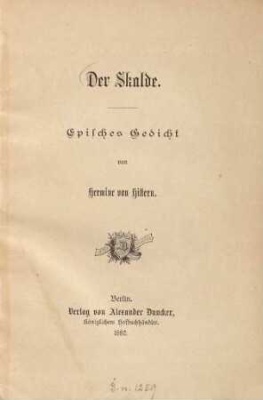Der Skalde : episches Gedicht
