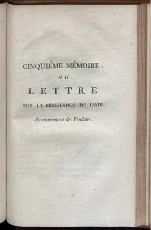Cinquiéme mémoire.