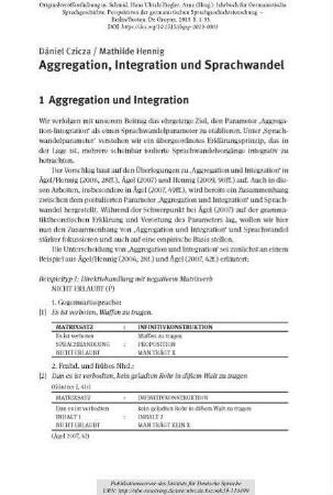 Aggregation, Integration und Sprachwandel