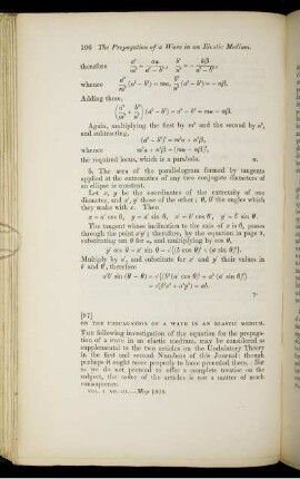 On the propagation of a wave in an elastic medium.