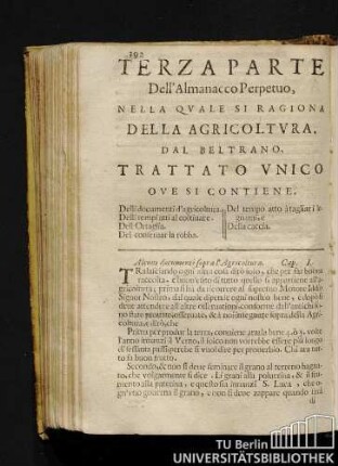 Terza Parte Dell'Almanacco Perpetuo, Nella Qvale Si Ragiona Della Agricoltvra.