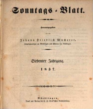Sonntagsblatt. 1837 = Jg. 7