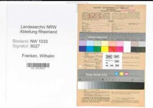 Entnazifizierung Wilhelm Franken , geb. 28.11.1904 (Kriminalbeamter)