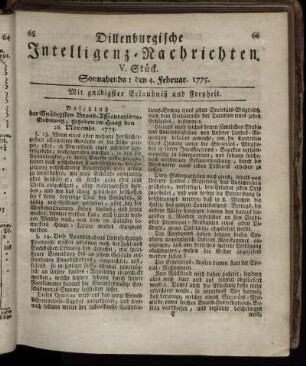 Sonnabends: den 4. Februar. 1775.