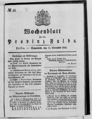 Nr. 45, Ausgabe vom 11. November 1843