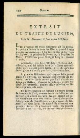 Extrait Du Traite De Lucien, Intitulé: Comment il faut écrire l'Histoire.