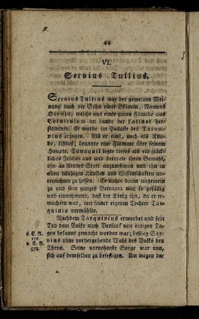 VI. Servius Tullius. - X. Horatius Cocles.