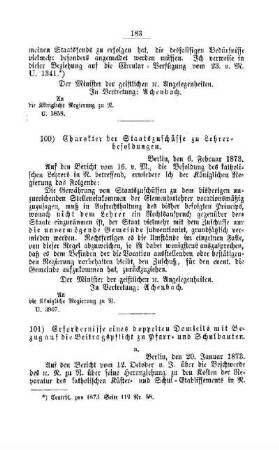 Erfordernisse eines doppelten Domicils mit Bezug auf die Beitragspflicht zu Pfarr- und Schulbauten : [V. Elementarschulwesen]