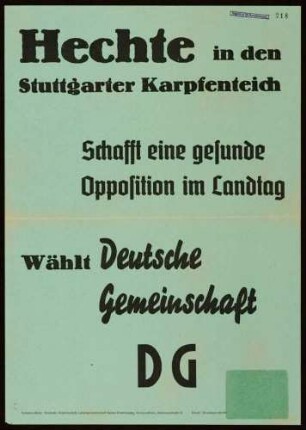 DG - Deutsche Gemeinschaft, Landtagswahl 1960