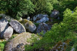 Frankreich. Bretagne. Finistere. Huelgoat. Felsenmeer. Chaos du Moulin. Rundlich abgeschliffe Granitblöcke