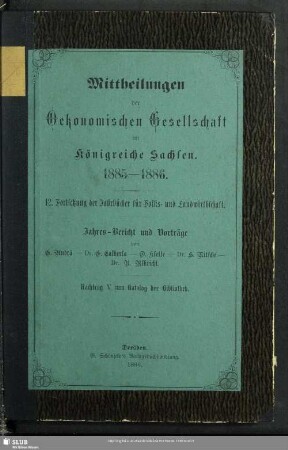 Nachtr.: 5.1886: Bibliothek der Ökonomischen Gesellschaft im Königreiche Sachsen : Zugänge vom ...
