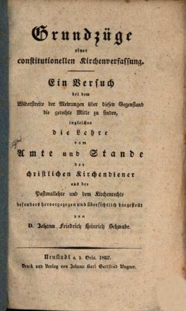 Grundzüge einer constitutionellen Kirchenverfassung