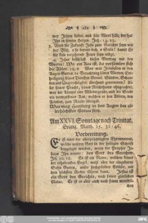 Am XXVI. Sonntage nach Trinitat. Evang. Matth. 25. 31 - 46.