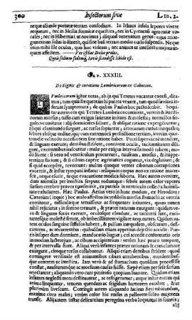 Cap. XXXIII. De Signis & curatione Lumbricorum ex Gabucino