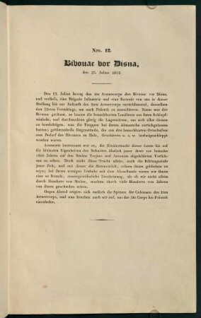 Nro. 12. Bivouac vor Disna, den 23. Julius 1812.