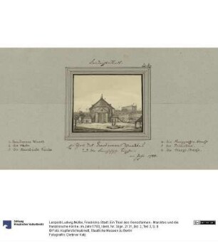 Friedrichs-Stadt. Ein Theil des Gensd'armen - Marcktes und die französische Kirche. im Jahr 1780