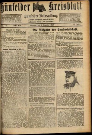 Erste Ausgabe vom Dienstag, den 06. Dezember 1927.