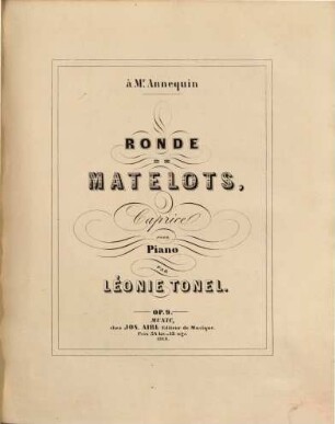 Ronde de matelots : caprice pour piano ; op. 9
