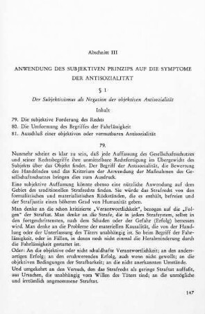 Abschnitt III: Anwendung des subjektiven Prinzips auf die Symptome der Antisozialität