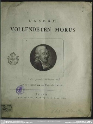 Unserm Vollendeten Morus : Er entschlief am 11. November 1792
