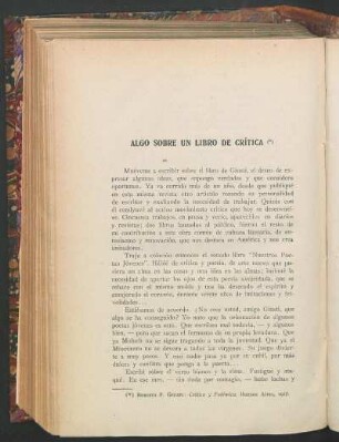 Algo sobre un libro de crítica