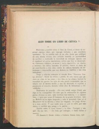 Algo sobre un libro de crítica