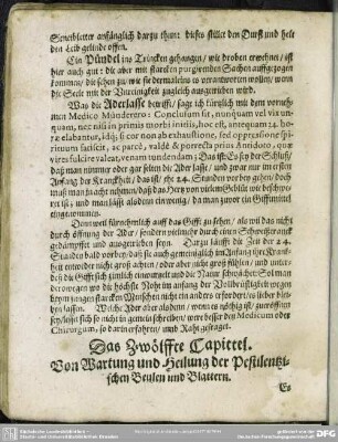 Das Zwölffte Capittel. Von Wartung und Heilung der Pestilentzischen Beulen und Blattern