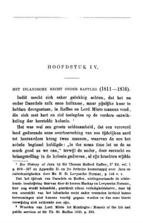 Hoofstuk IV. Het inlandsche Recht onder Raffles (1811-1816).