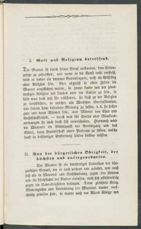 II. Von der bürgerlichen Obrigkeit, der höchsten und der untergeordneten.