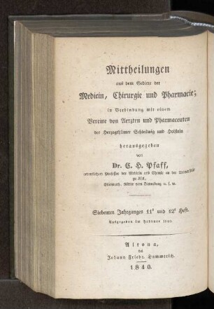 Siebenten Jahrganges 11. und 12. Heft. Ausgegeben im Februar 1840. - Fünten Jahrganges 11. und 12. Heft. Ausgegeben im Februar 1840.
