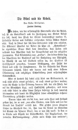 Die Bibel und die Arbeit. : Zweiter Vortrag.