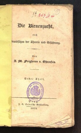 1: Die Bienenzucht nach Grundsätzen der Theorie und Erfahrung