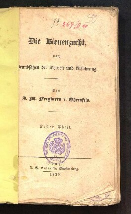 1: Die Bienenzucht nach Grundsätzen der Theorie und Erfahrung