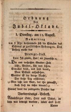 Ordnung der Geistes-Uebungen und der übrigen Jubel-Feyer der vereinten Marianischen Sodalität zu Bamberg
