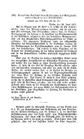 Staatliche Aufsicht über Ertheilung des Religionsunterrichtes in der Volksschule : [V. Volksschulwesen]
