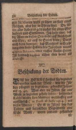 XC. Beschickung der Todten