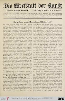 Die geplante grosse Ausstellung "München 1908"