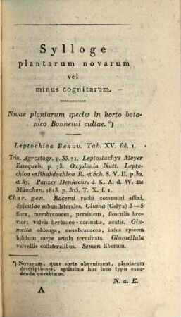 Sylloge plantarum novarum itemque minus cognitarum a praestantissimis botanicis adhuc viventibus collecta, 1. Cum tabula aenea