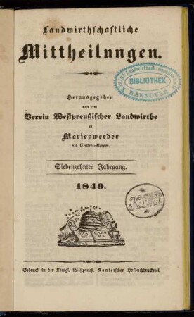 17: Landwirthschaftliche Mittheilungen : Organ d. Hauptvereins Westpreußischer Landwirthe